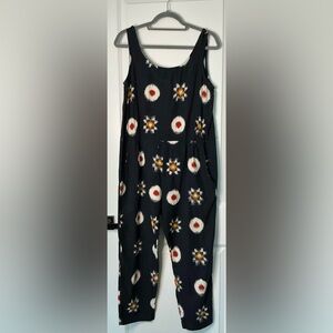 The Odells Ikat Blue Sleeveless Jumpsuit Size Small